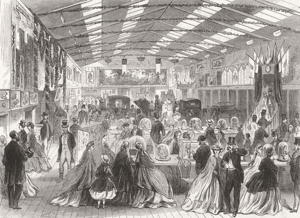 YORKSHIRE. Wakefield Industrial Exhibition 1865 old antique print picture